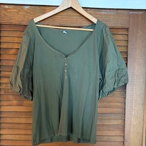 NWT Old Navy Olive Puff Sleeve Blouse